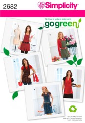 2682 GO GREEN RECYLED STRAPPY BIB APRONS PATTERN S-XL